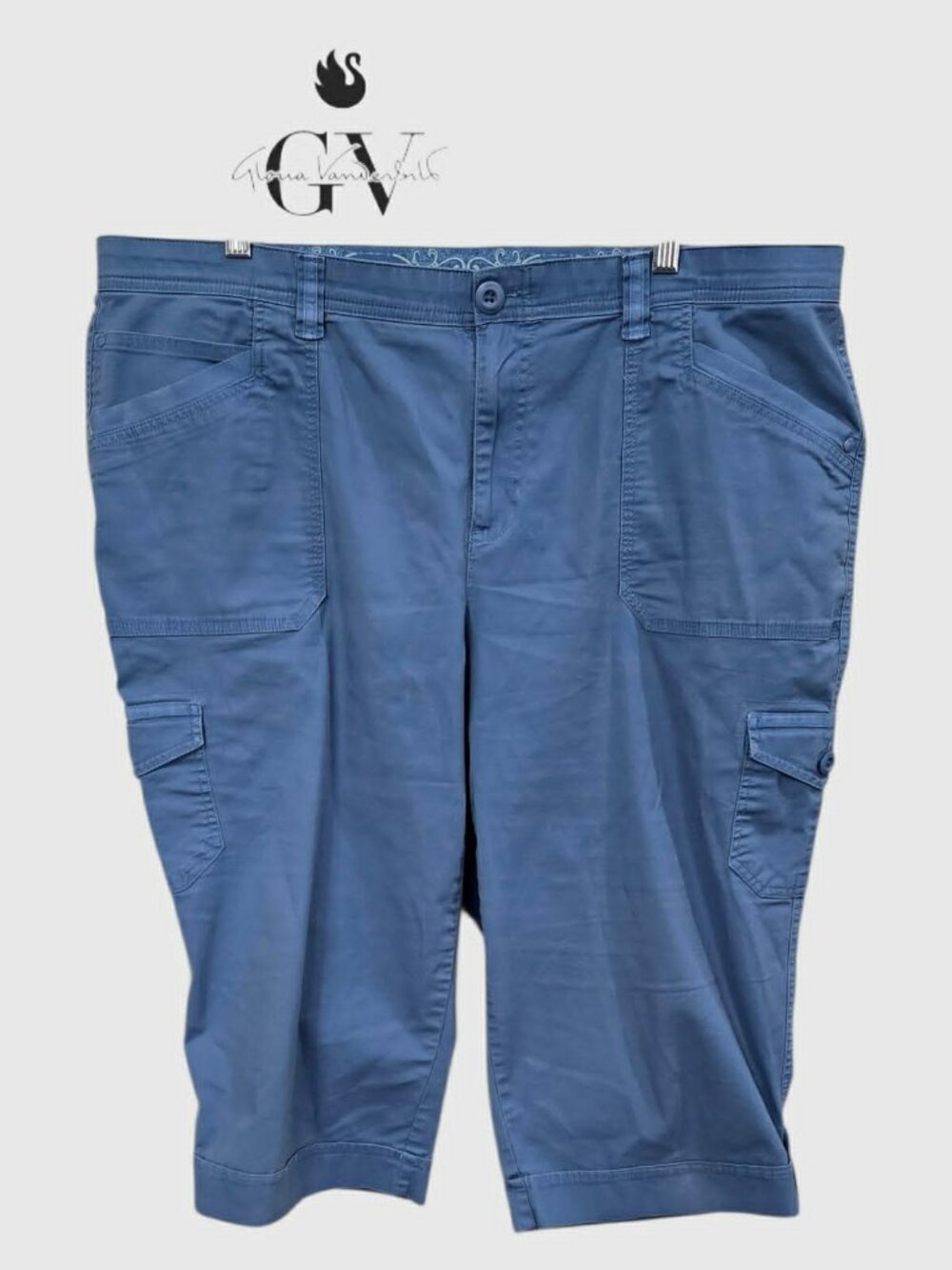 Gloria Vanderbilt Cargo Cropped Casual Summer Blue  Capri  Womens Plus 18W